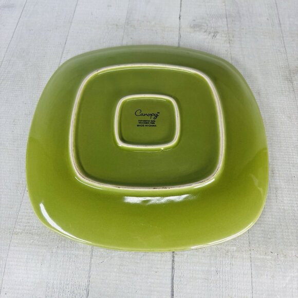 Home Trends CANOPY PEA POD Green Embossed Square Porcelain Dinner Plates Set 3 - Picture 7 of 16
